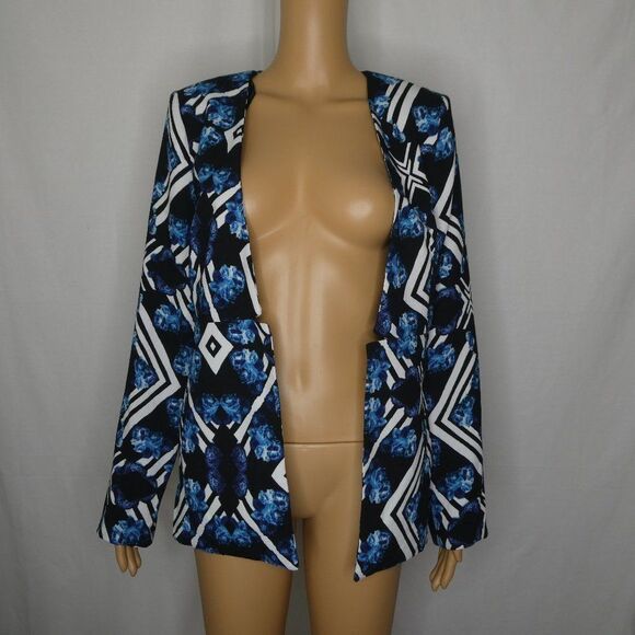 MINKPINK Open Front Blazer Jacket Chevron Print XS - Picture 1 of 11